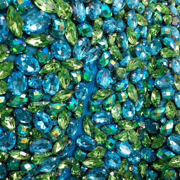 SHERRI HILL Crystal Rhinestone Bead Strapless Bustier Tulle Prom Pageant Dress 8 - Picture 3 of 6